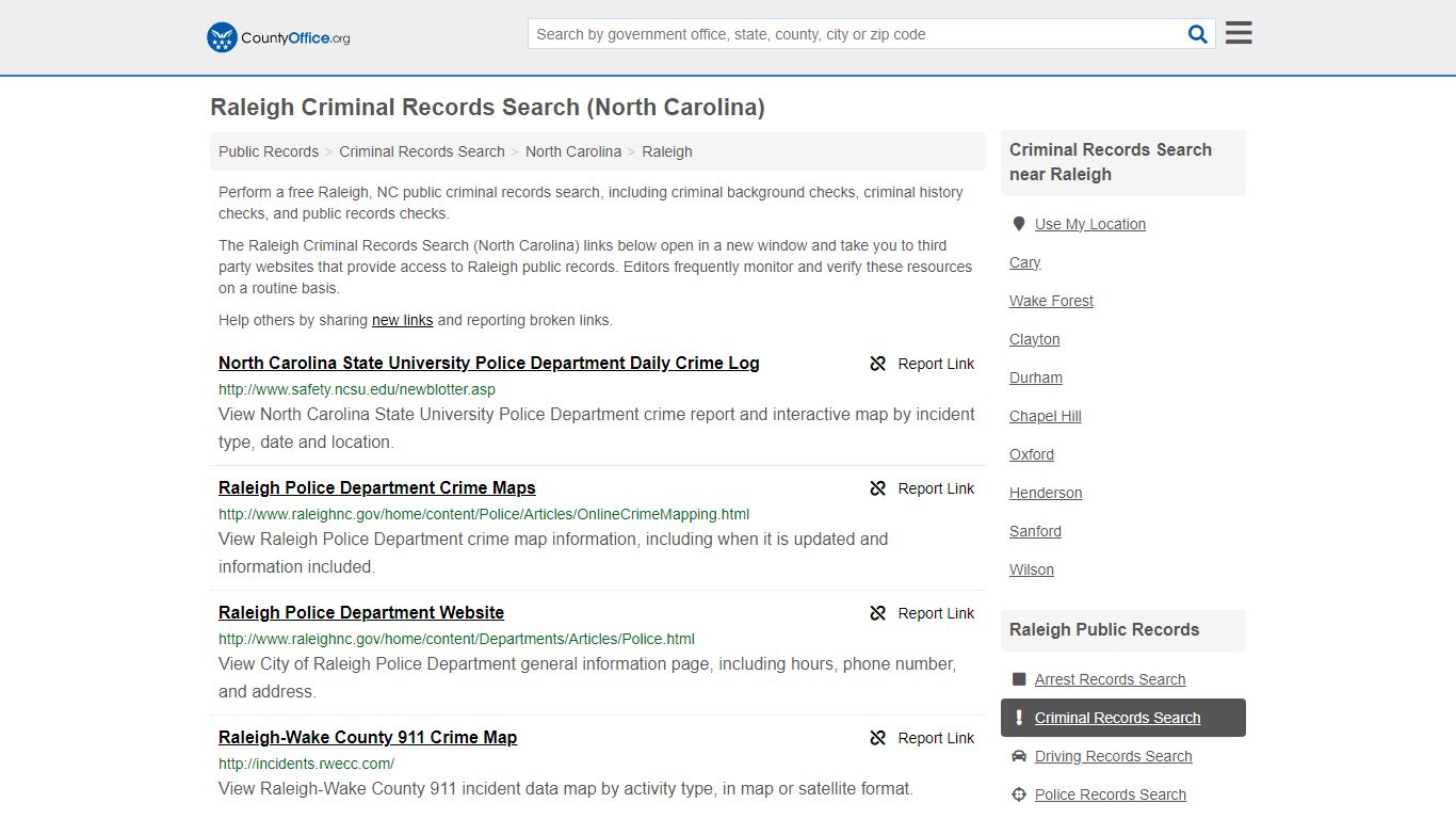 Raleigh Criminal Records Search (North Carolina) - County Office